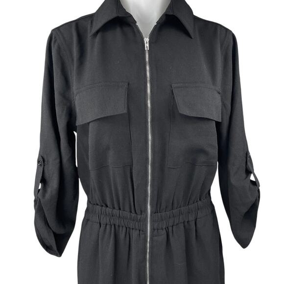 NEW Alloy Apparel Tall Shayna Black Zip Up Collar Pockets Overalls Jumpsuit Sz M - Picture 3 of 5